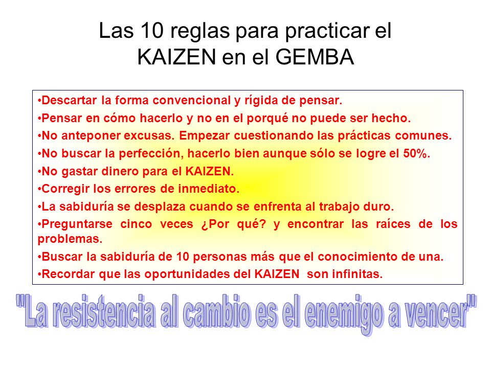 Las 10 reglas para practicar el KAIZEN en el GEMBA