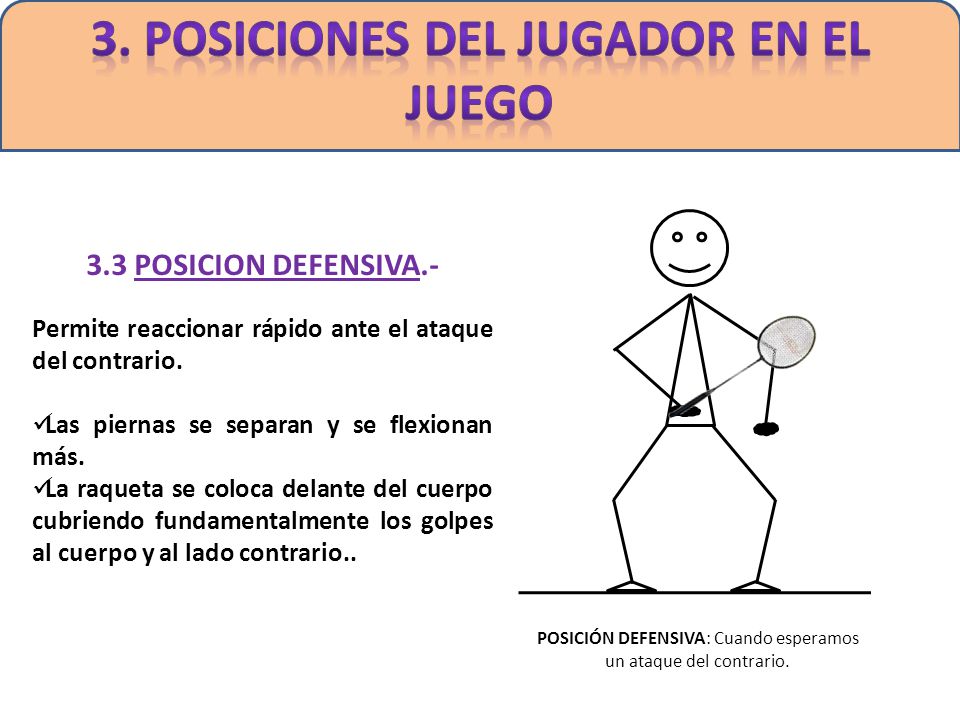 3. POSICIONES DEL JUGADOR EN EL JUEGO