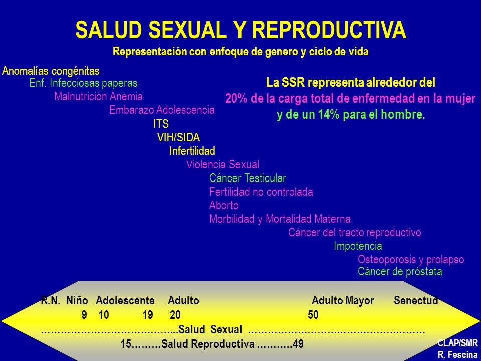 SALUD SEXUAL Y REPRODUCTIVA Representación con enfoque de genero y ciclo de vida
