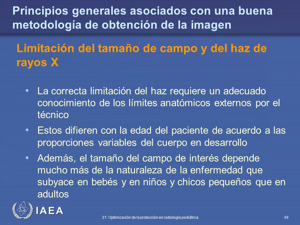Limitación del tamaño de campo y del haz de rayos X