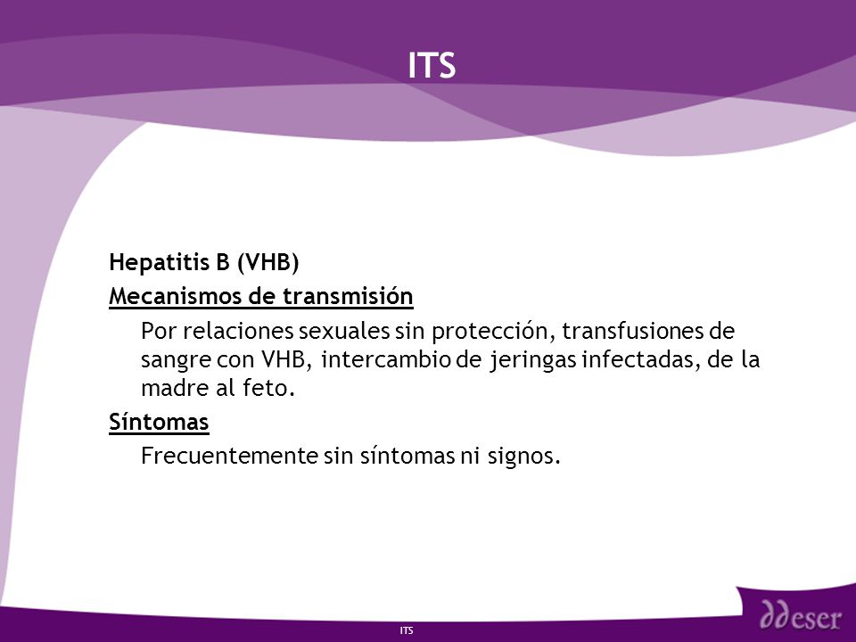 ITS Hepatitis B (VHB) Mecanismos de transmisión