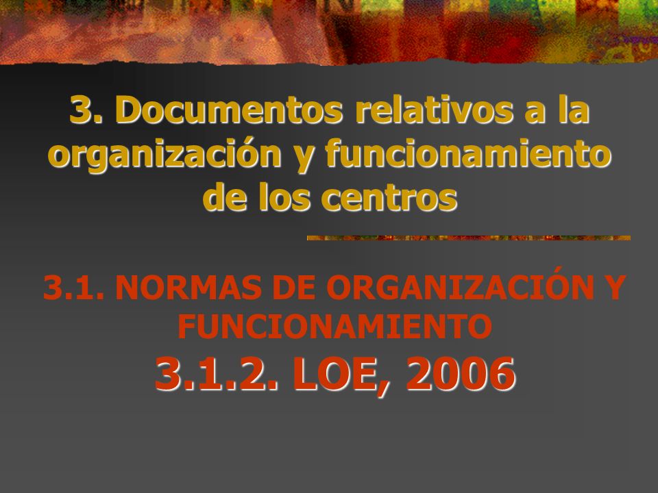 3.1. NORMAS DE ORGANIZACIÓN Y FUNCIONAMIENTO