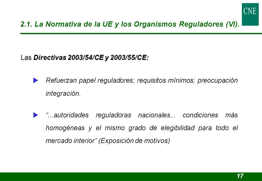 2.1. La Normativa de la UE y los Organismos Reguladores (VI).