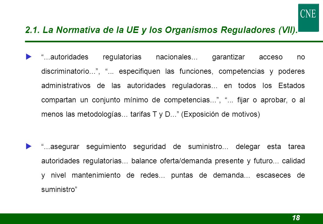 2.1. La Normativa de la UE y los Organismos Reguladores (VII).
