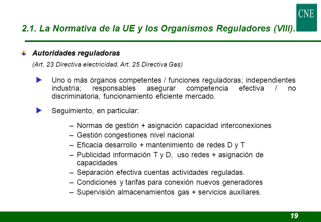 2.1. La Normativa de la UE y los Organismos Reguladores (VIII).