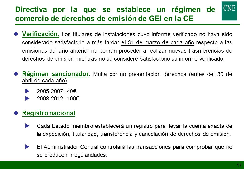 Directiva por la que se establece un régimen de comercio de derechos de emisión de GEI en la CE