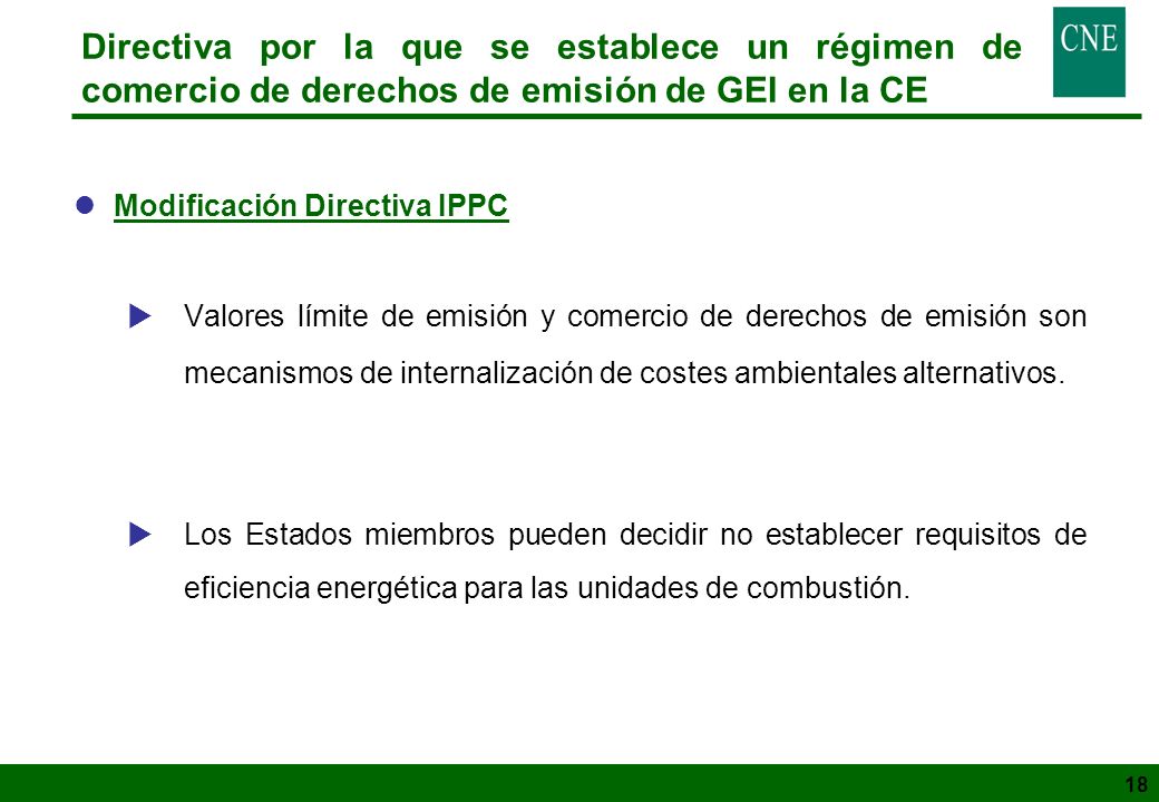 Directiva por la que se establece un régimen de comercio de derechos de emisión de GEI en la CE
