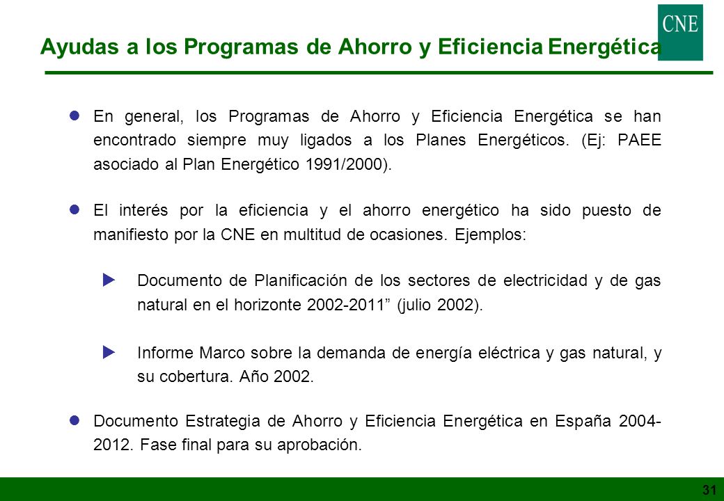 Ayudas a los Programas de Ahorro y Eficiencia Energética