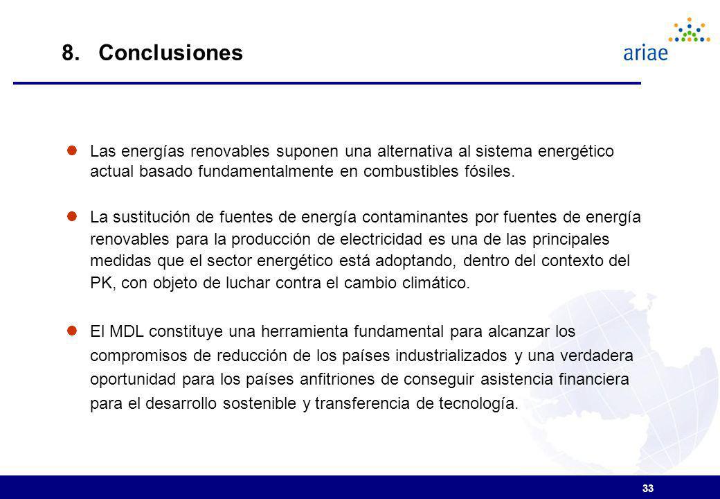 8. Conclusiones Las energías renovables suponen una alternativa al sistema energético actual basado fundamentalmente en combustibles fósiles.