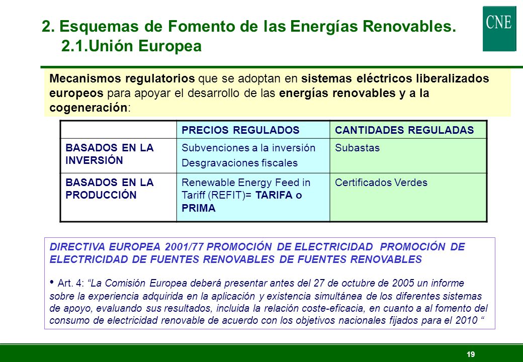 2. Esquemas de Fomento de las Energías Renovables. 2.1.Unión Europea