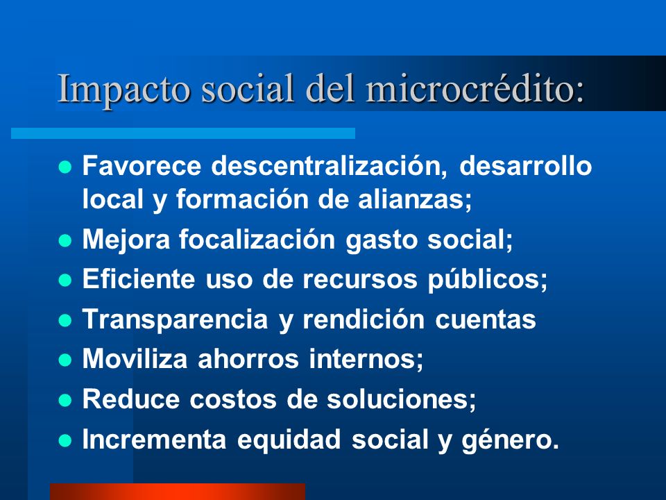 Impacto social del microcrédito: