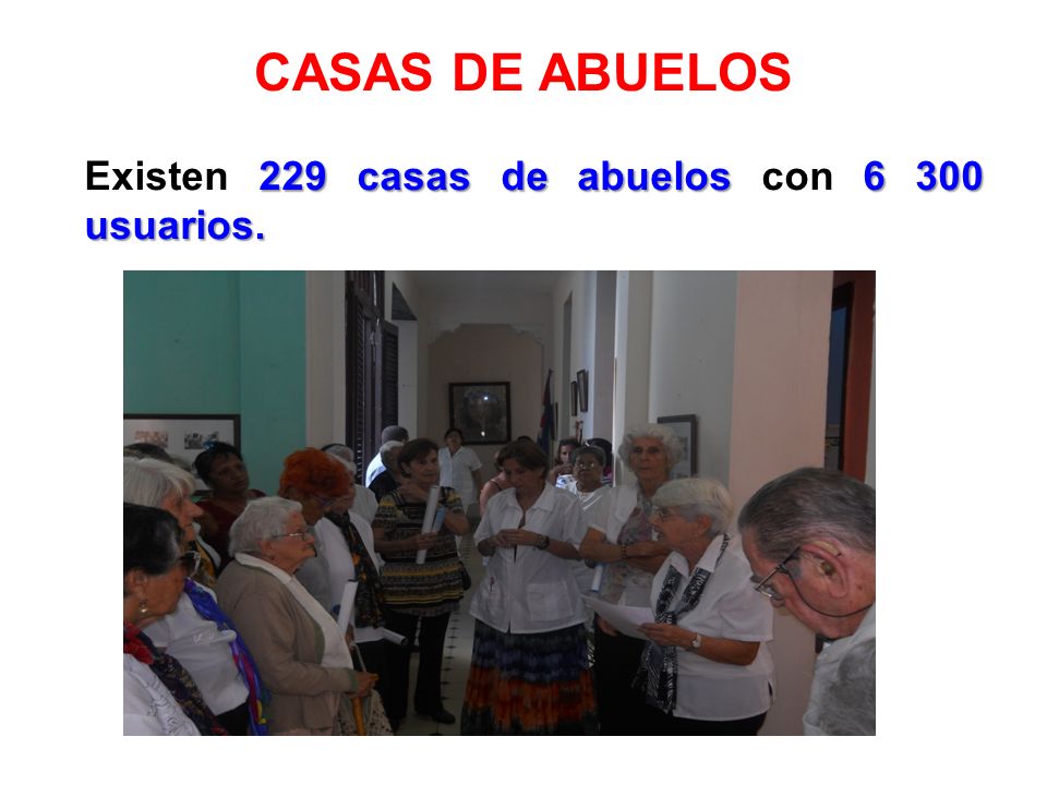 CASAS DE ABUELOS Existen 229 casas de abuelos con usuarios.