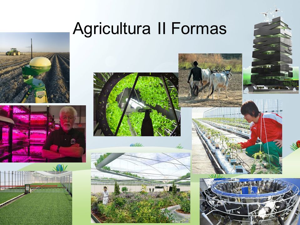 Agricultura II Formas Tradicional, Intensiva, De precisión, Bajo cubierta, Urbana