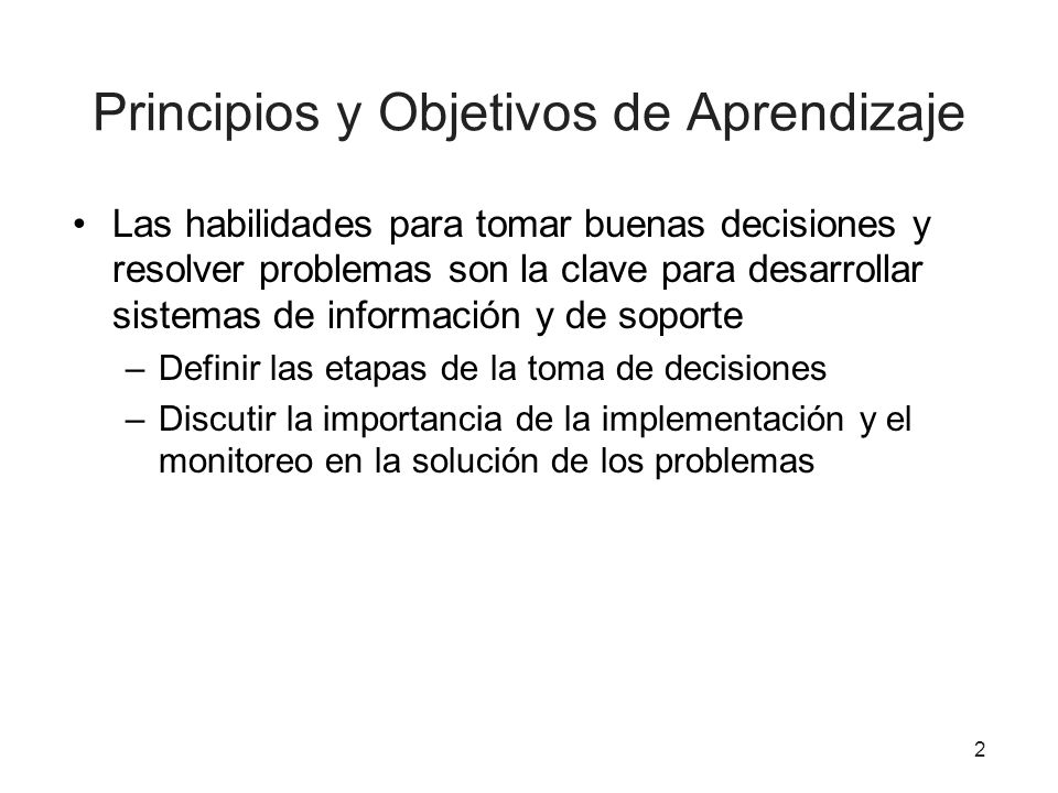Principios y Objetivos de Aprendizaje