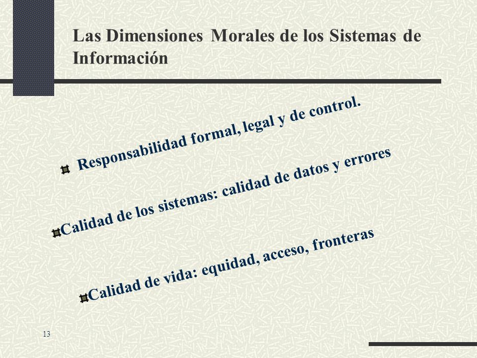 Las Dimensiones Morales de los Sistemas de Información