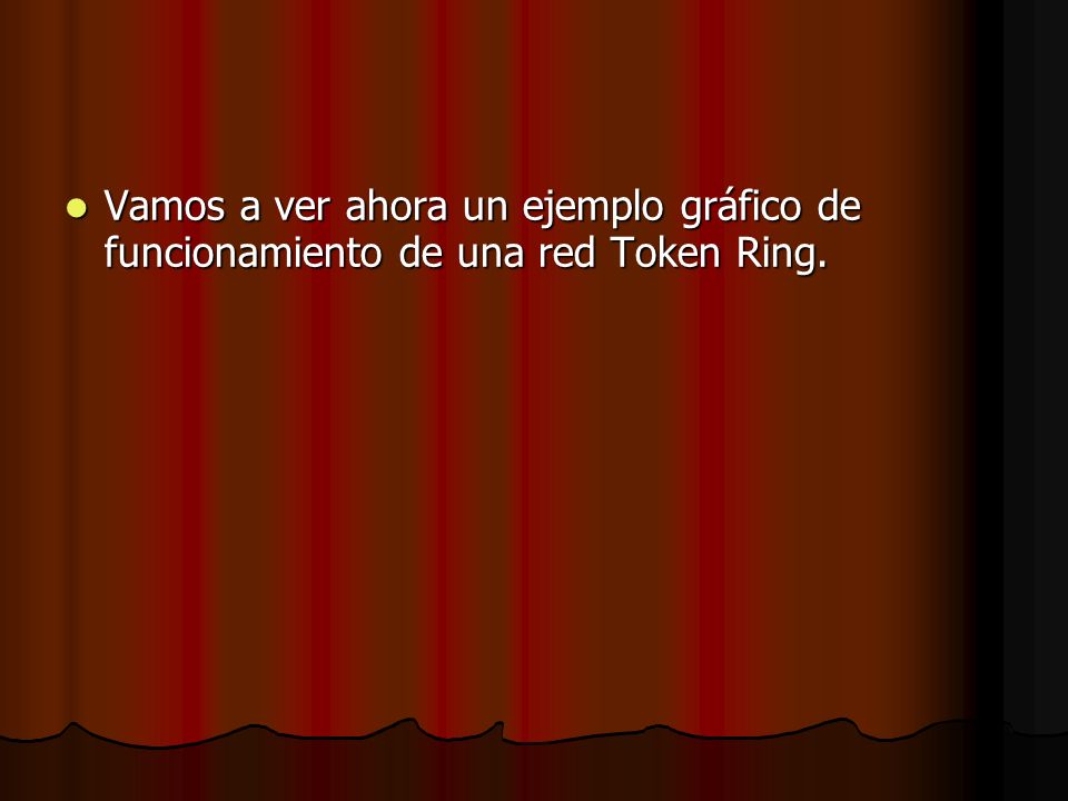 Vamos a ver ahora un ejemplo gráfico de funcionamiento de una red Token Ring.