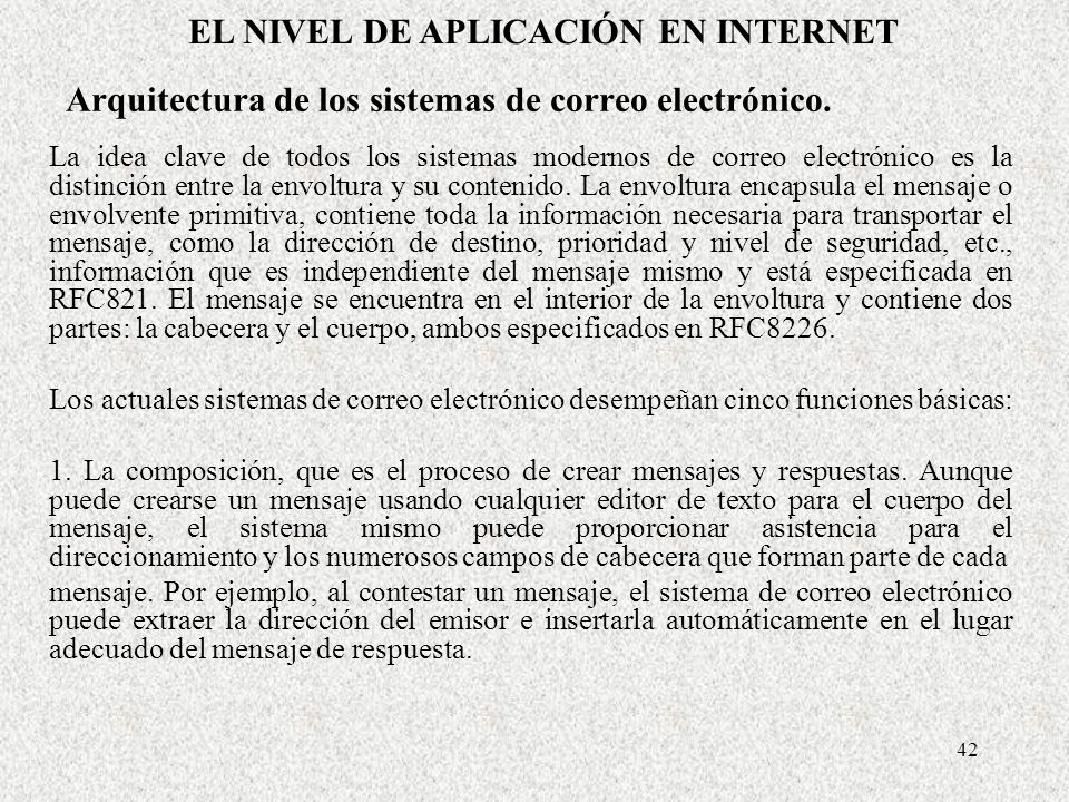 Arquitectura de los sistemas de correo electrónico.