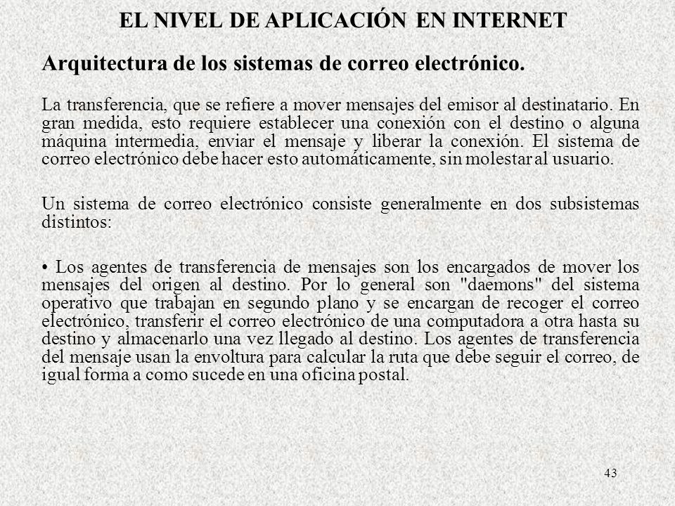 Arquitectura de los sistemas de correo electrónico.