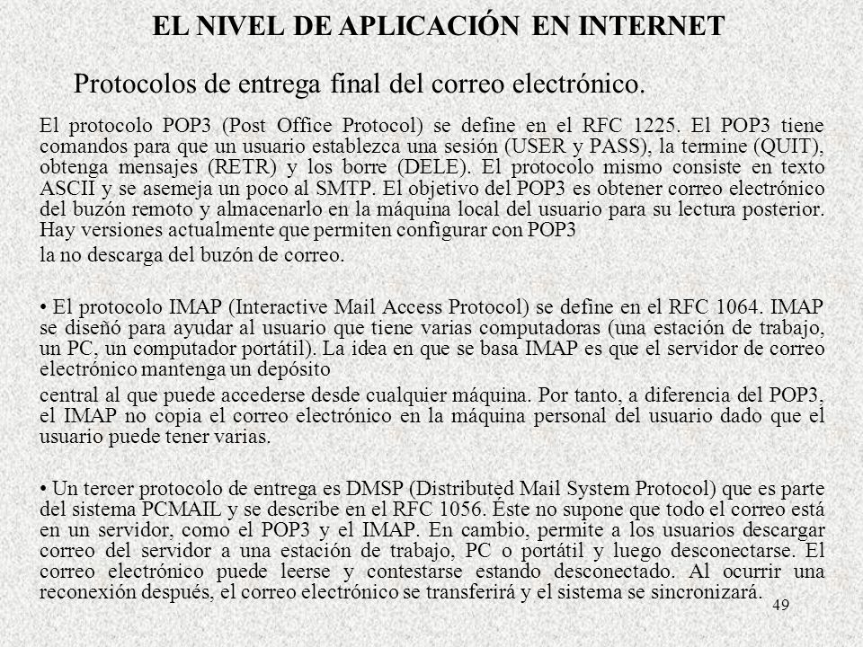 Protocolos de entrega final del correo electrónico.