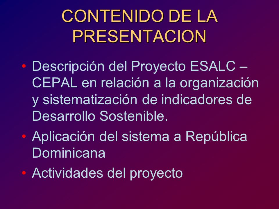 CONTENIDO DE LA PRESENTACION