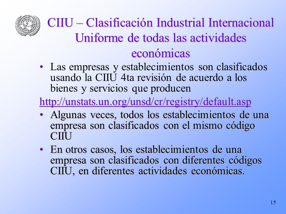 CIIU – Clasificación Industrial Internacional Uniforme de todas las actividades económicas