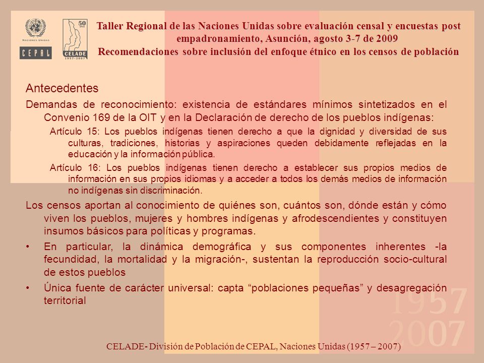 CELADE- División de Población de CEPAL, Naciones Unidas (1957 – 2007)
