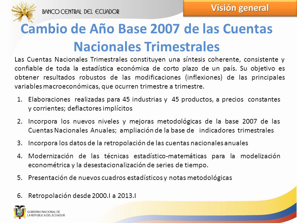 Cambio de Año Base 2007 de las Cuentas Nacionales Trimestrales