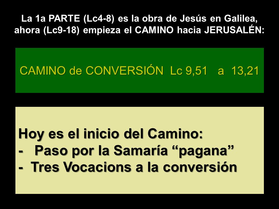 CAMINO de CONVERSIÓN Lc 9,51 a 13,21