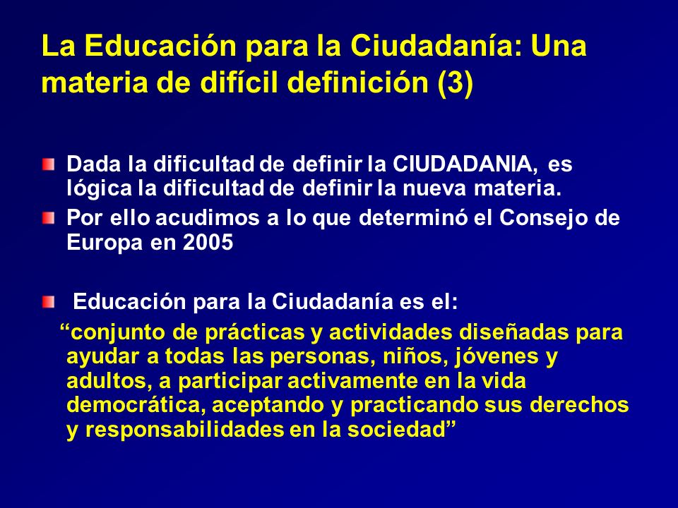 La Educación para la Ciudadanía: Una materia de difícil definición (3)