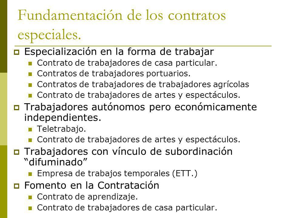 Fundamentación de los contratos especiales.
