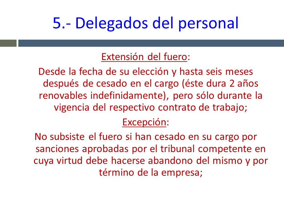 5.- Delegados del personal