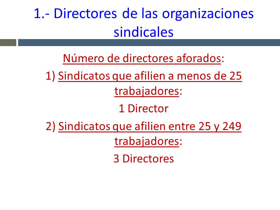 1.- Directores de las organizaciones sindicales