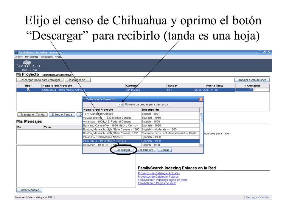 Elijo el censo de Chihuahua y oprimo el botón Descargar para recibirlo (tanda es una hoja)