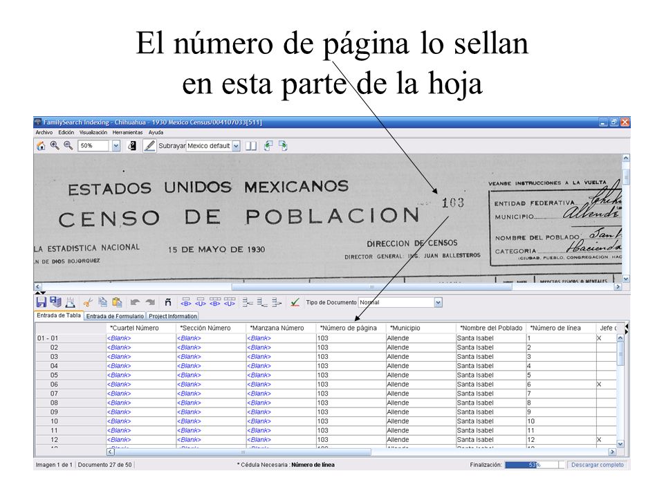 El número de página lo sellan en esta parte de la hoja