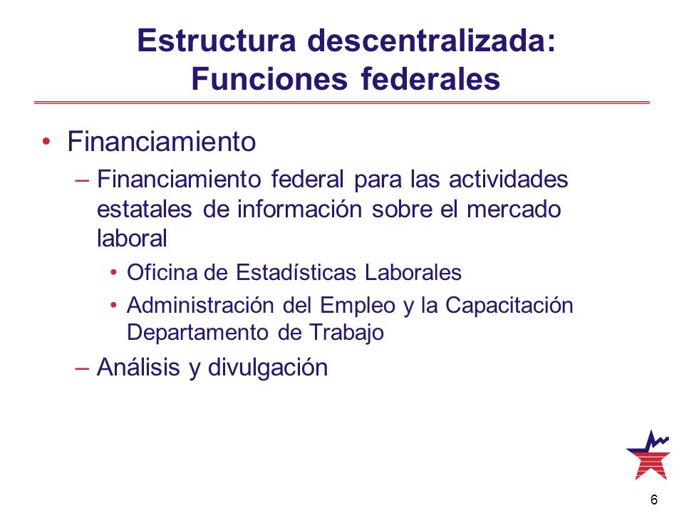 Estructura descentralizada: Funciones federales