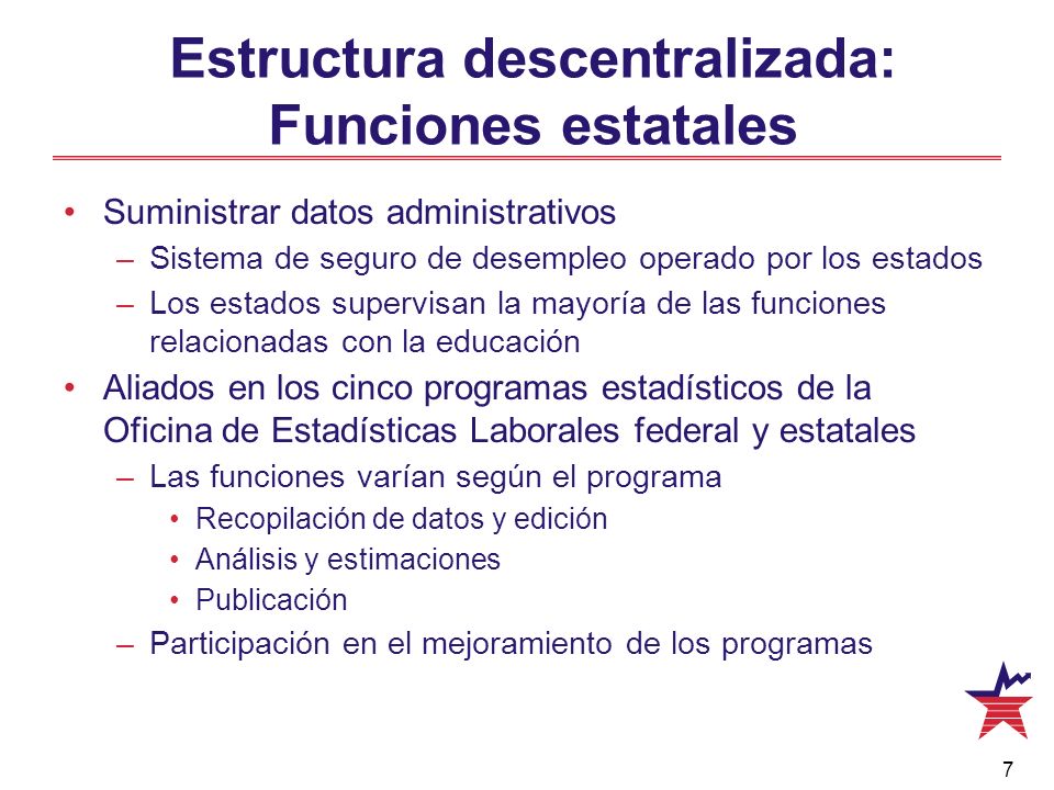 Estructura descentralizada: Funciones estatales