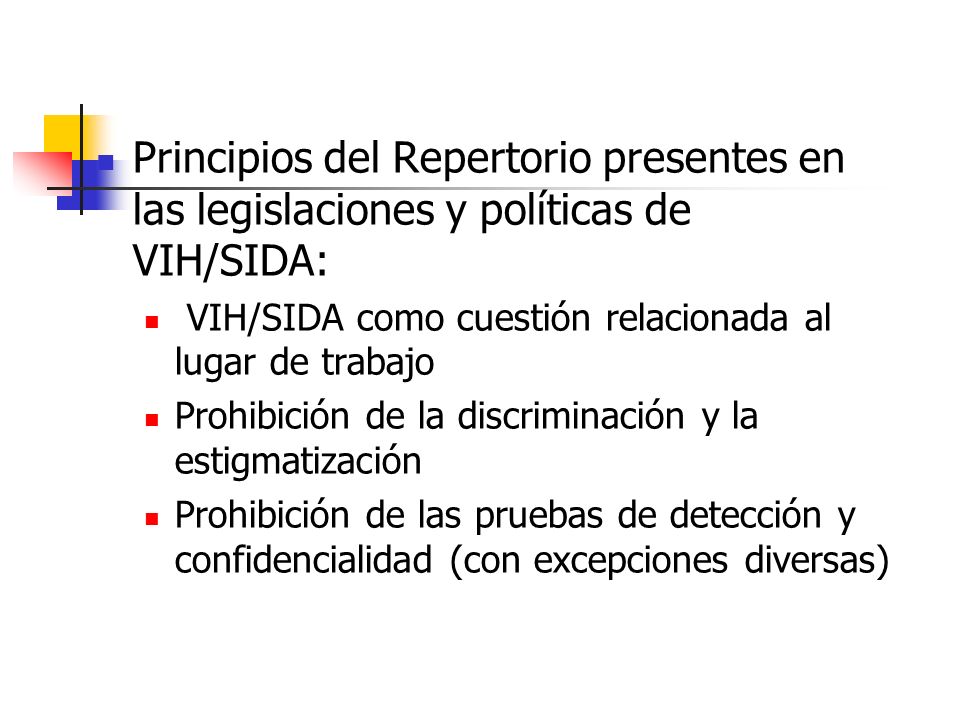 Principios del Repertorio presentes en las legislaciones y políticas de VIH/SIDA: