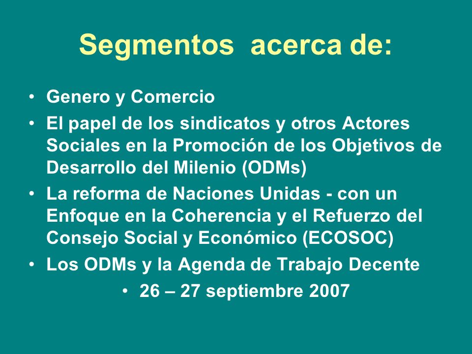 Segmentos acerca de: Genero y Comercio