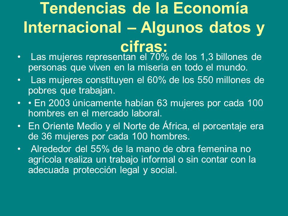 Tendencias de la Economía Internacional – Algunos datos y cifras:
