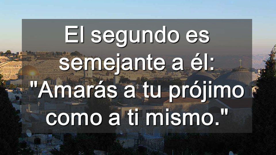 El segundo es semejante a él: Amarás a tu prójimo como a ti mismo.