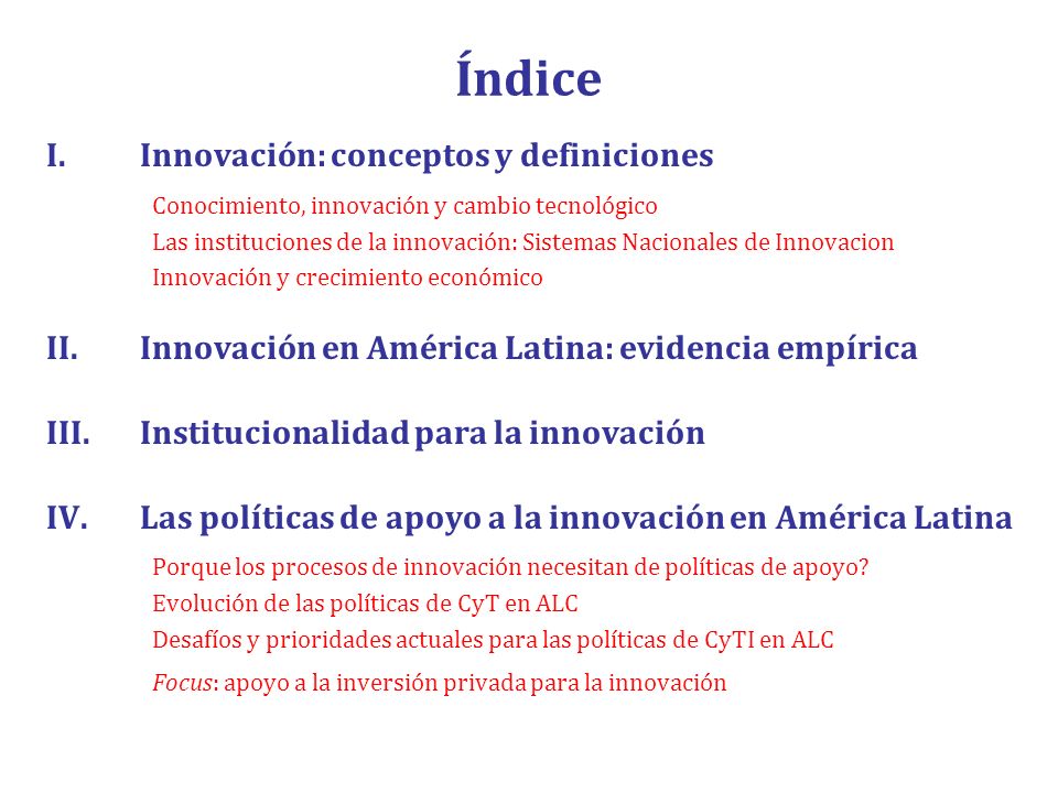 Índice Innovación: conceptos y definiciones