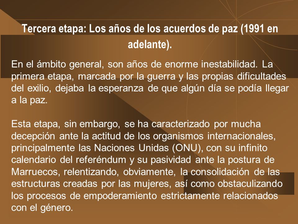 Tercera etapa: Los años de los acuerdos de paz (1991 en adelante).