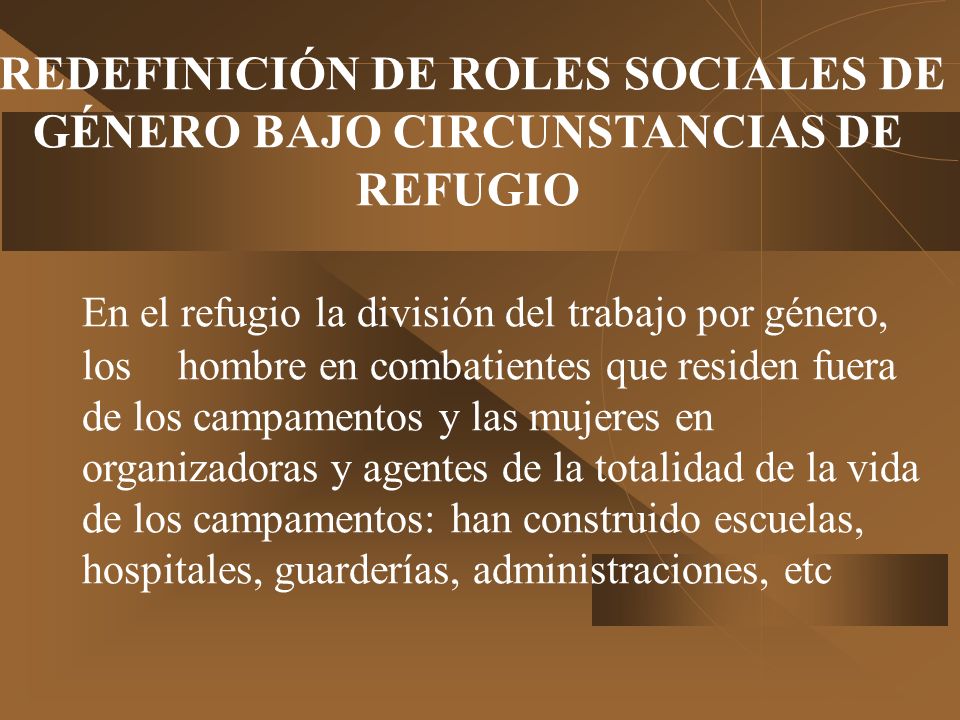 REDEFINICIÓN DE ROLES SOCIALES DE GÉNERO BAJO CIRCUNSTANCIAS DE REFUGIO