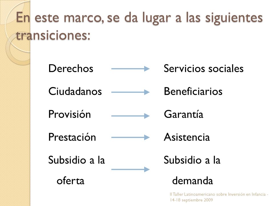 En este marco, se da lugar a las siguientes transiciones: