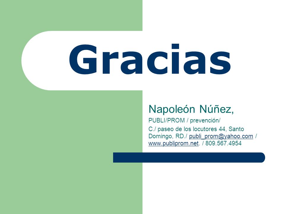 Gracias Napoleón Núñez, PUBLI/PROM / prevención/