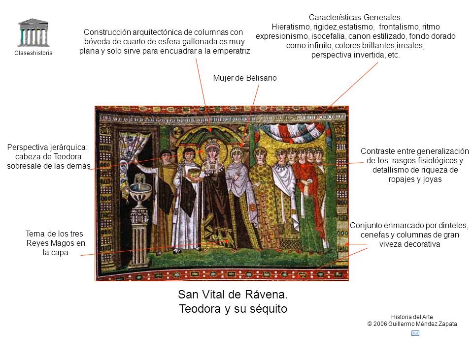 San Vital de Rávena. Teodora y su séquito Características Generales: