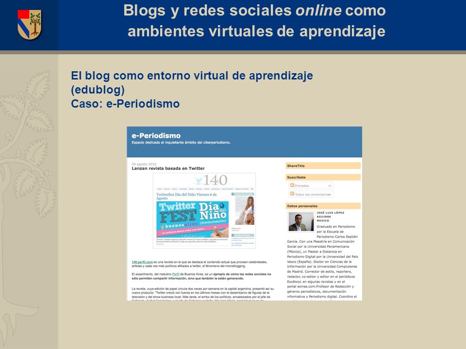 Blogs y redes sociales online como ambientes virtuales de aprendizaje