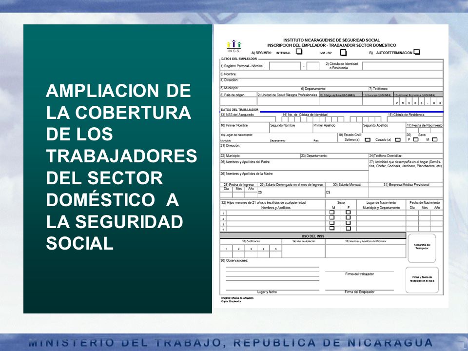 AMPLIACION DE LA COBERTURA DE LOS TRABAJADORES DEL SECTOR DOMÉSTICO A LA SEGURIDAD SOCIAL