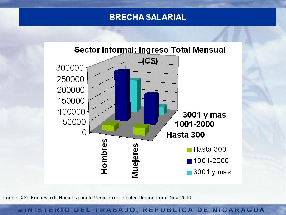 BRECHA SALARIAL Fuente: XXII Encuesta de Hogares para la Medición del empleo Urbano Rural.