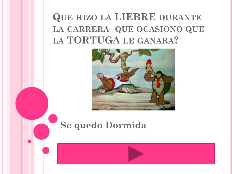 Que hizo la LIEBRE durante la carrera que ocasiono que la TORTUGA le ganara
